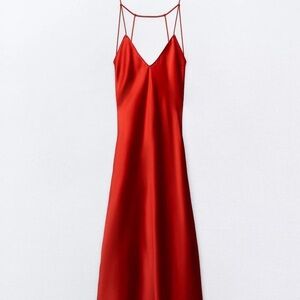 Zara Vibrant Red Satin Dress